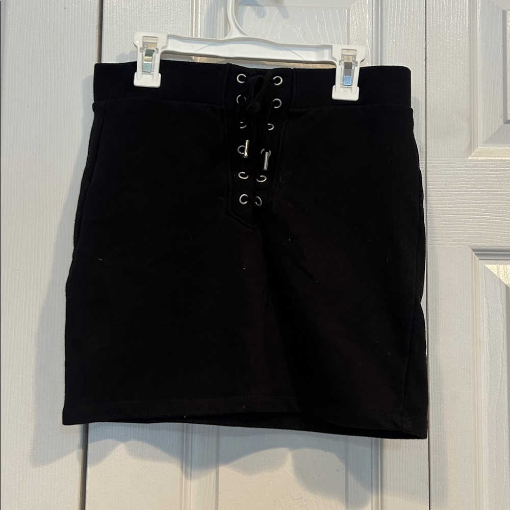 Black Lace Up Skirt From Forever 21